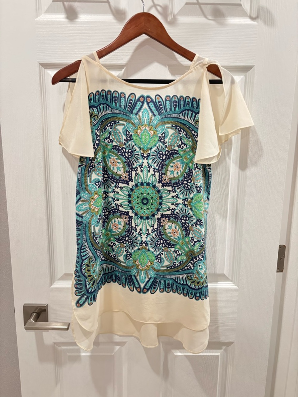 Anthropologie Maeve Cream Silk tunic top size XS - Picture 6 of 12